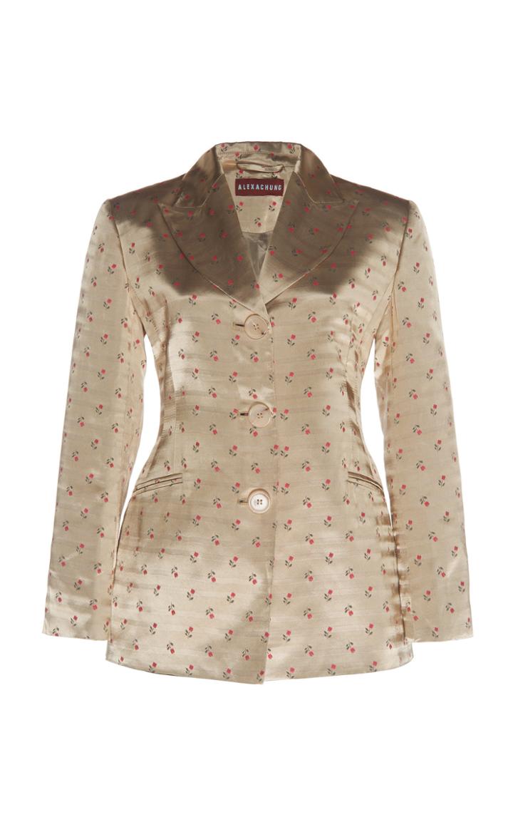 Alexachung Scattered Tulips Single-breasted Satin Blazer