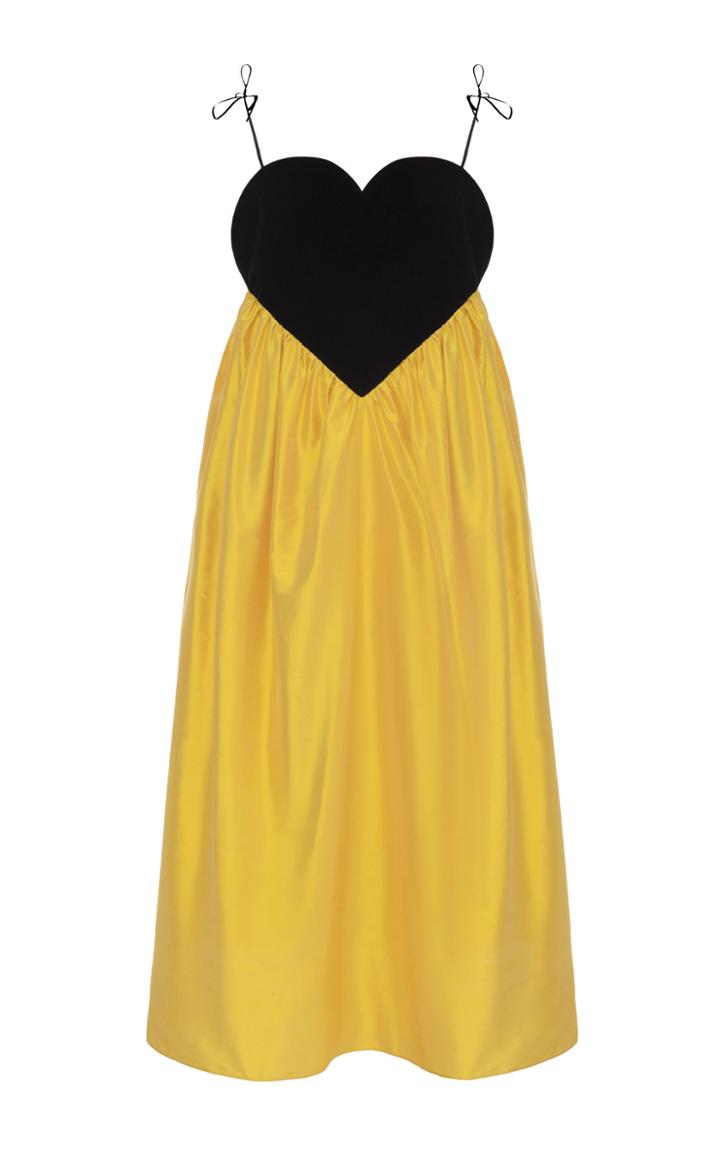 George Keburia Velvet Heart Silk Cocktail Dress