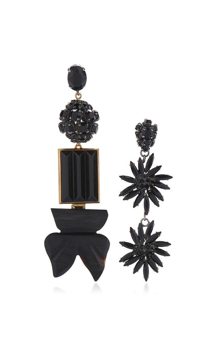 Marni Asymmetrical Earrings With Strass In Black