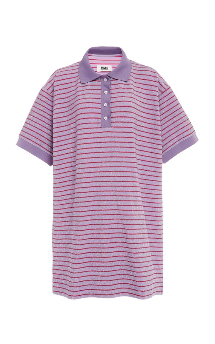 Mm6 Striped Metallic Lurex Shirtdress