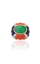 David Webb Cabochon Jade Cocktail Ring
