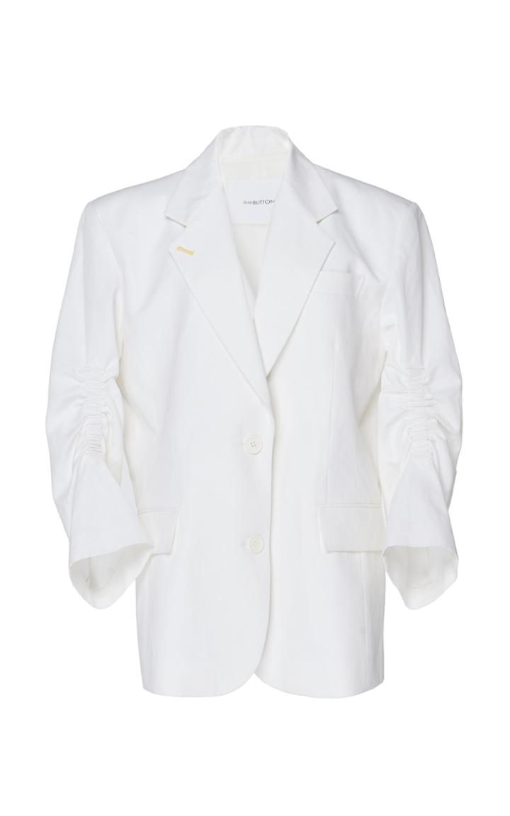 Pushbutton Shirring Cotton-blend Blazer