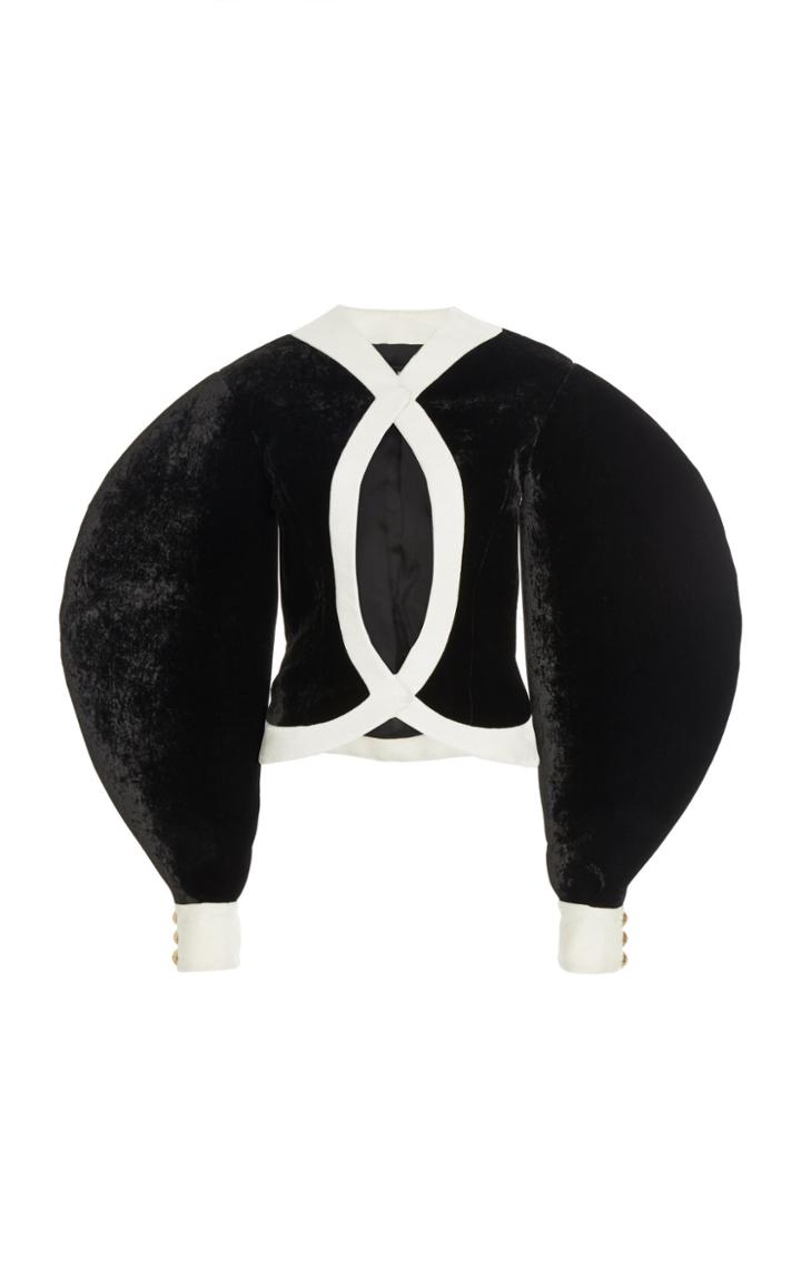 Balmain Cut Out Rounded Sleeve Velvet Jacket
