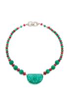Vintage Van Cleef & Arpels Carved Emerald And Ruby Bead Necklace