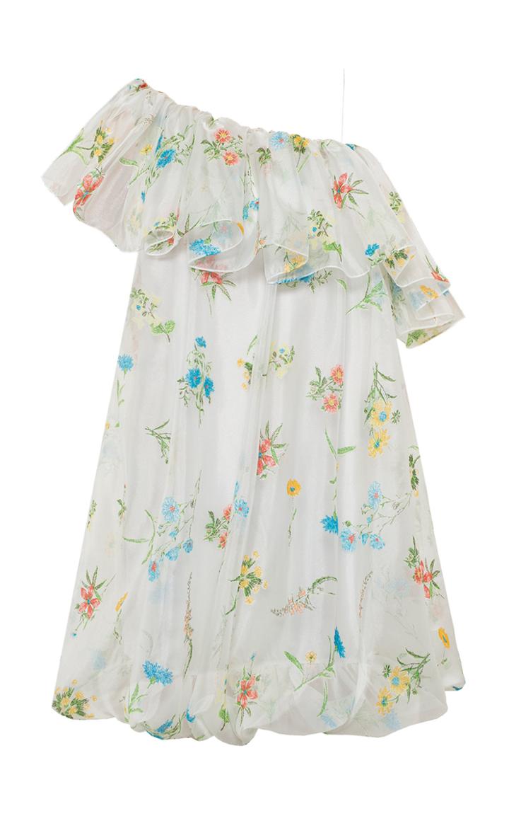 Moda Operandi Anna October Inna Floral-print Organza One-shoulder Mini Dress Size: X
