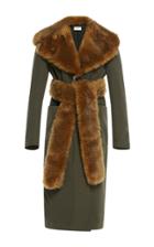 Isa Arfen Faux Fur Trenchcoat With Fur Belt