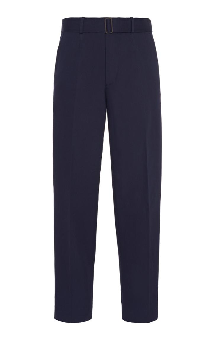 Ermenegildo Zegna Belted Cotton-blend Straight-leg Trousers