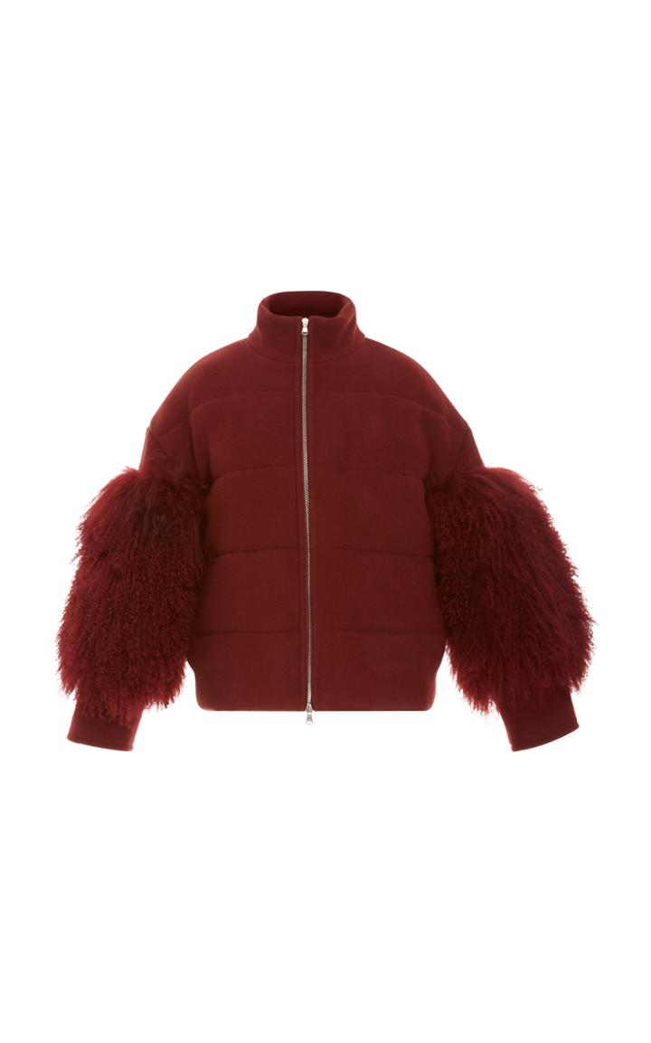 Sally Lapointe Cropped Puffer Coat With Shearling
