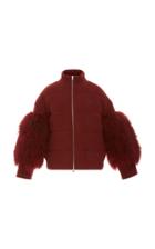 Sally Lapointe Cropped Puffer Coat With Shearling
