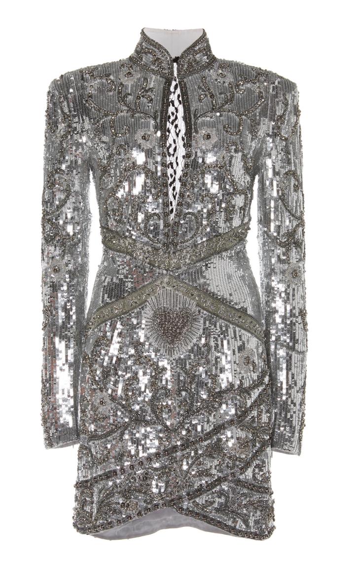 Dundas Georgette Dress With Sequins