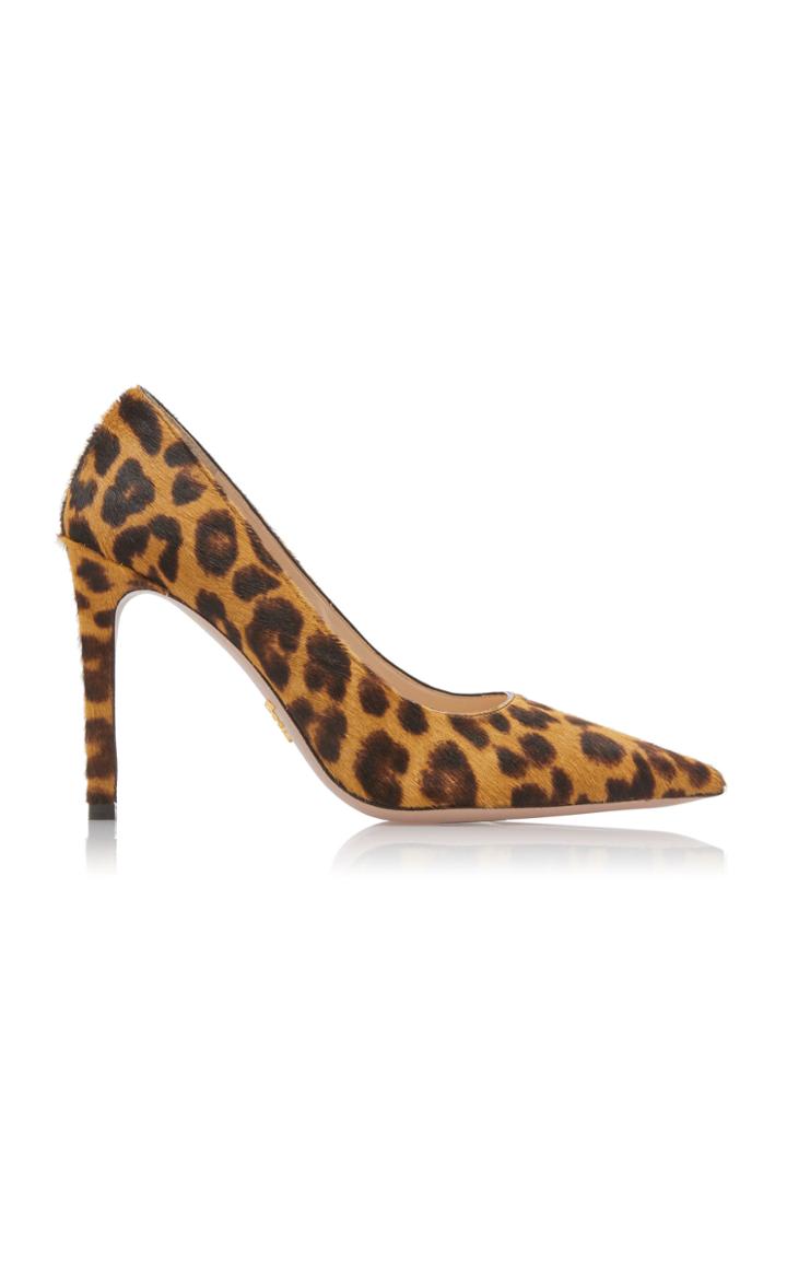 Prada Leopard Print Pointed-toe Leather Pumps