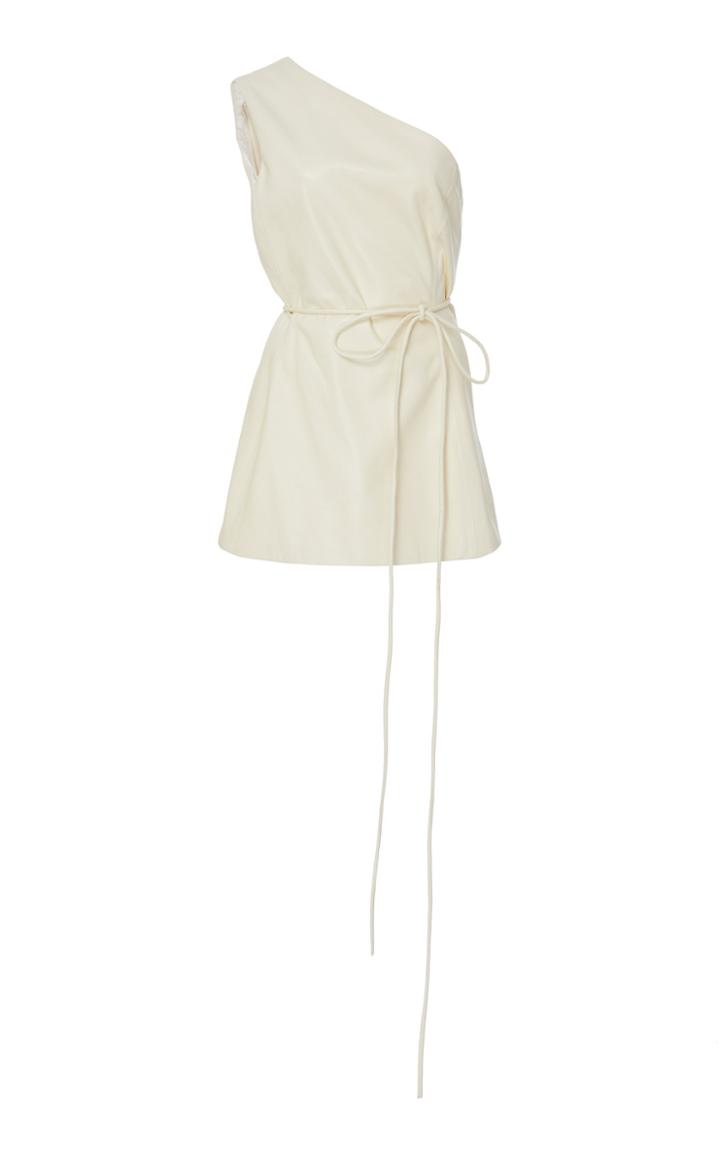 Rosetta Getty One Shoulder Leather Wrap Top