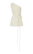 Rosetta Getty One Shoulder Leather Wrap Top