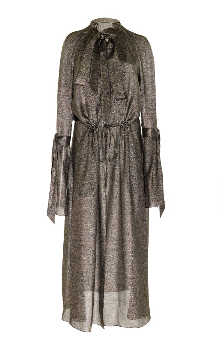 Roland Mouret Brandon Lurex Pussy Bow Midi Dress