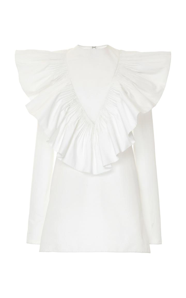 Moda Operandi Valentino Bibbed Cotton-blend Mini Dress Size: 36