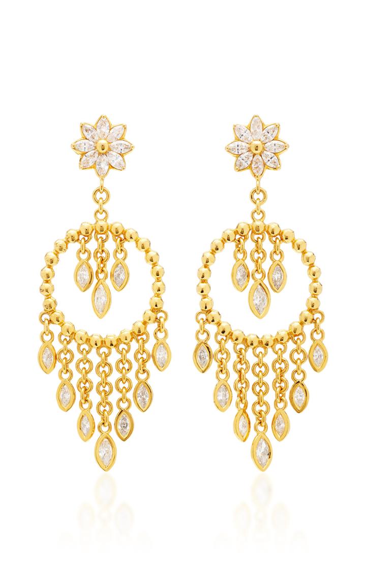 Buddha Mama 20k Beaded Marquise Hoops