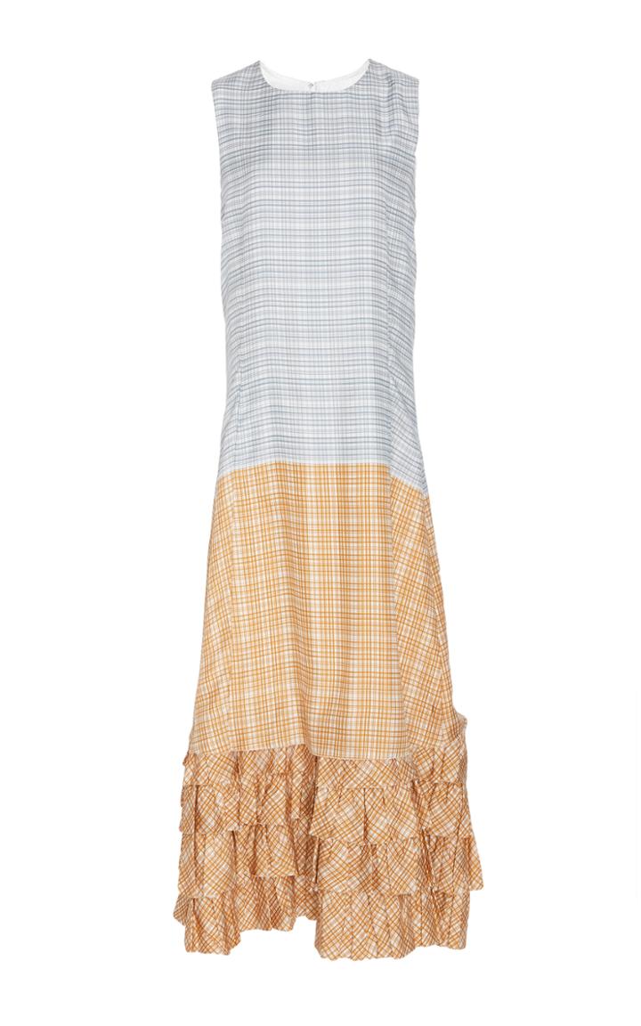 Brock Collection Dottie Printed Plaid Ombre Dress
