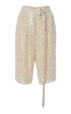 Sally Lapointe Belted Sequined Tulle Shorts