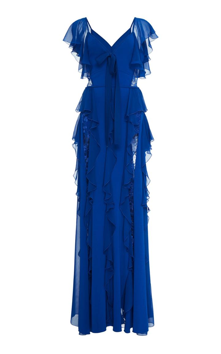 Elie Saab Knit And Lace Ruffled Gown