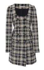 Veronica Beard Sondra Faux Double-breasted Rhinestone-button Plaid Jumper Dress