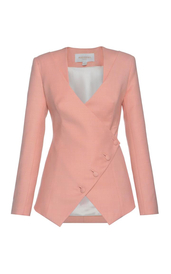 Moda Operandi Matriel Square Neck Tropical Wool Blazer