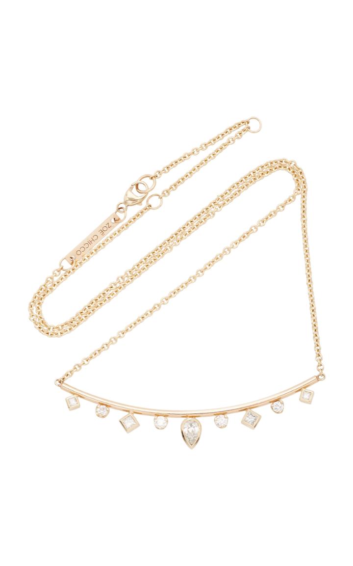 Zo Chicco Curved Bar Necklace With Mixed Cut Fancy Diamonds