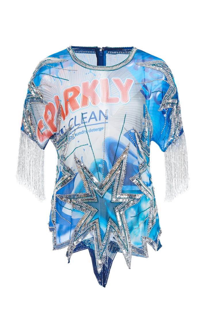 Moschino Printed Fringe-trimmed Top