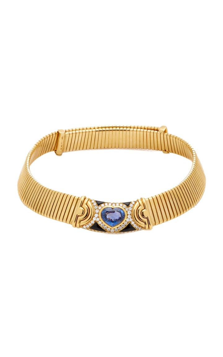 Vintage Bulgari Parentesi Tubogas And Heart-shaped Sapphire Necklace