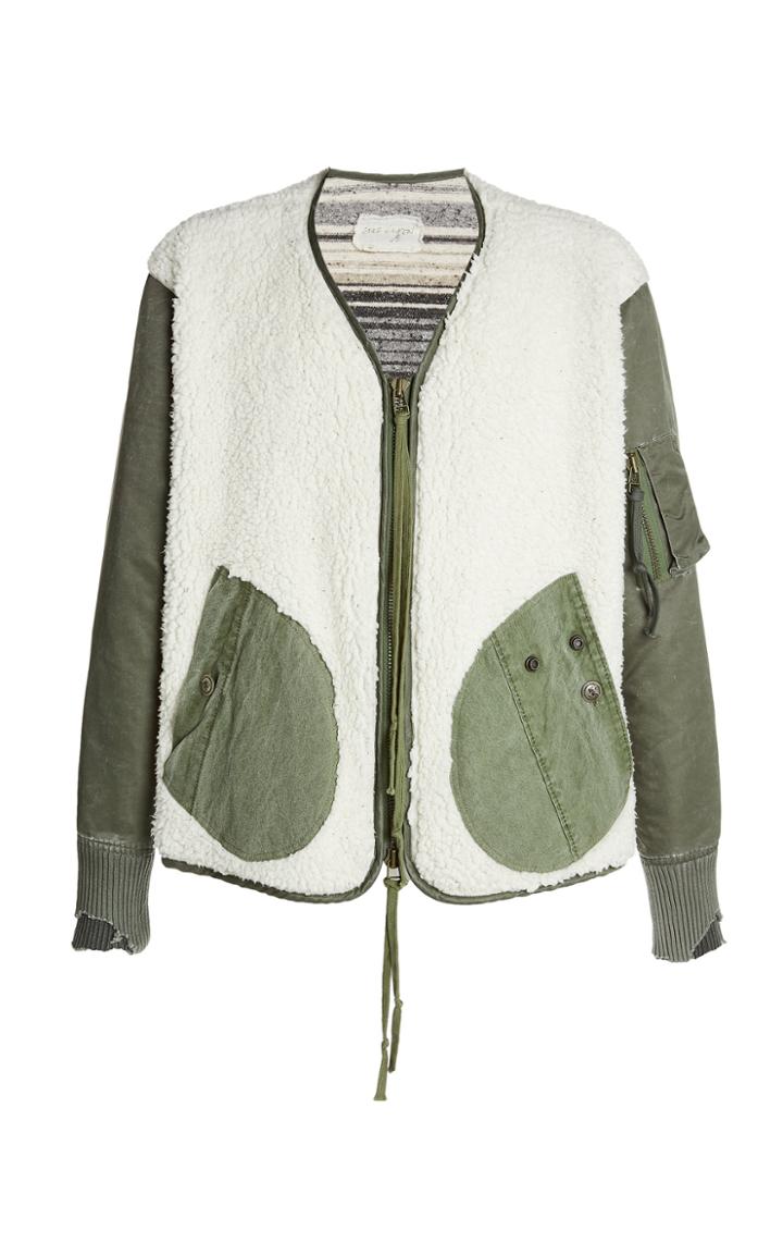 Moda Operandi Greg Lauren Sherpa Washed Satin Modern Flight Jacket