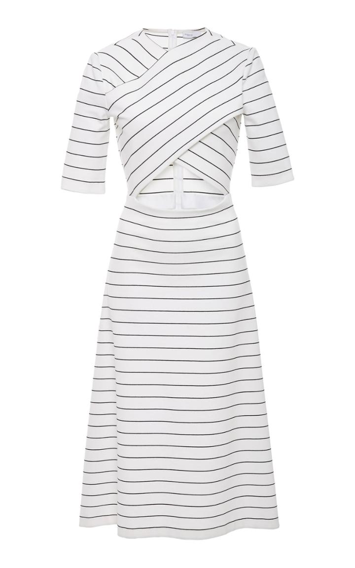 Rosetta Getty Cutout Striped Stretch-jersey Midi Dress