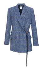 Agnona Alpaca Tweed Check Belt Jacket