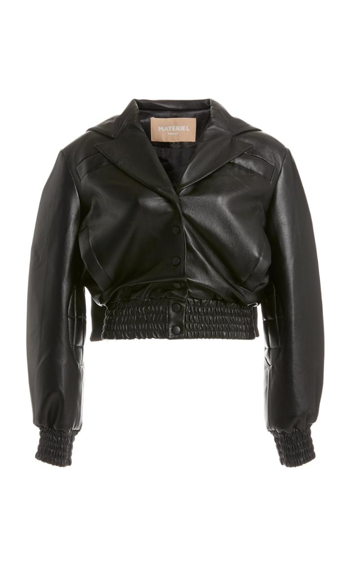 Moda Operandi Matriel Quilted-cape Faux Leather Oversized Cropped Jacket