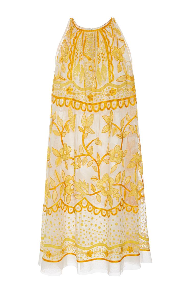 Naeem Khan Sleeveless Contrasting Embroidered Mini Dress