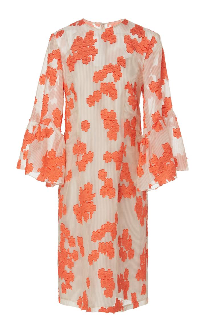 Lela Rose Flutter Sleeve Tunic Silk Dress