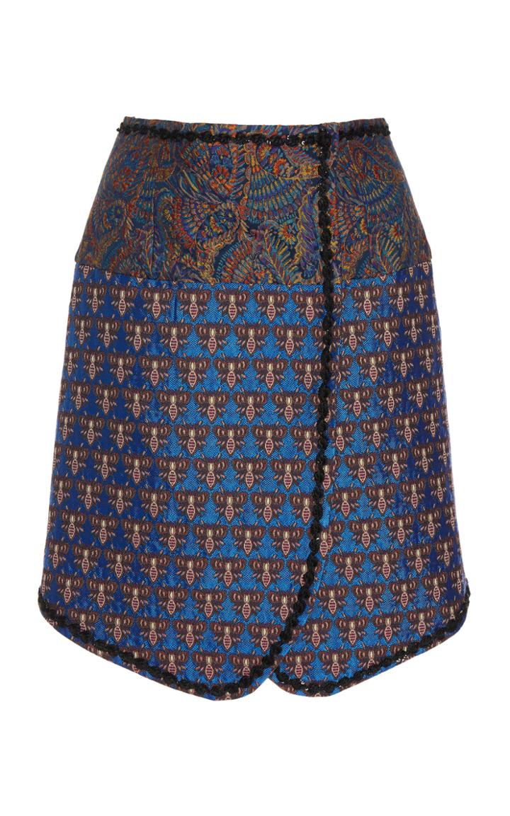 Costarellos Wrap Jacquard Cotton Skirt
