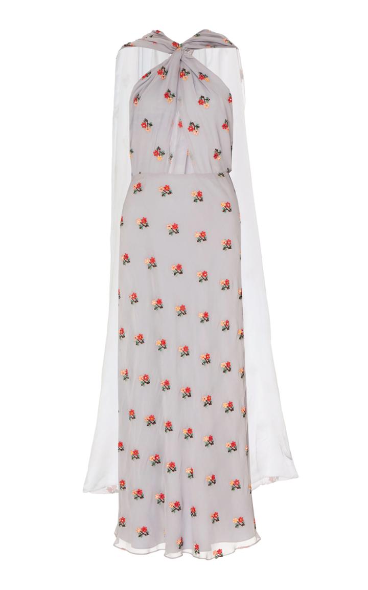 Moda Operandi Markarian Lago Embroidered Chiffon Capelet Dress Size: 0