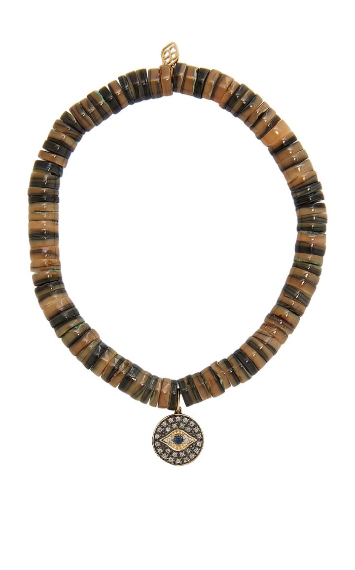 Sydney Evan 6mm Abalone Heishi Bracelet With Small Evil Eye Medallion