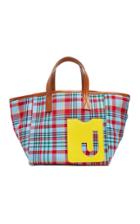 La Doublej Mini Mama Check Print Leather-trimmed Tote Bag