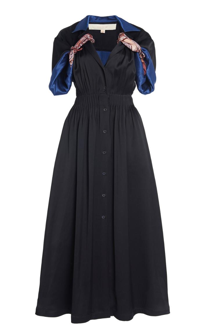 Moda Operandi By Any Other Name Shirred Satin Tea Dress