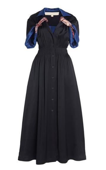 Moda Operandi By Any Other Name Shirred Satin Tea Dress