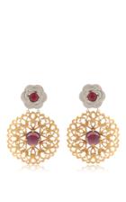 Rodarte Gold Baroque Earrings With Amber And Amethyst Glass Cabochons