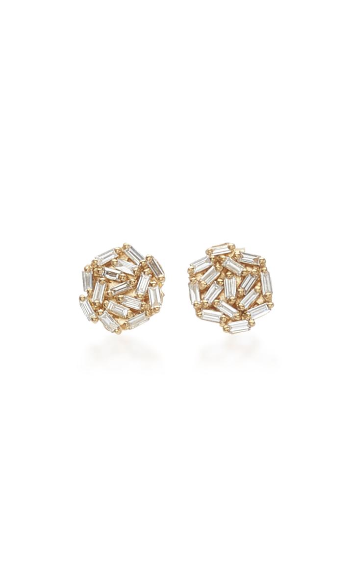 Suzanne Kalan 18k Yellow Gold Diamond Baguette Earrings