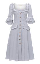 Moda Operandi Lena Hoschek Dauphine Ruffled Striped Cotton Seersucker Midi Dress