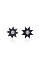 Colette Jewelry Starburst 18k White Gold Onyx And Diamond Earrings