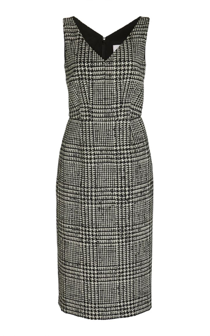 Carolina Herrera Prince Of Wales Checked Wool-silk Sheath Dress