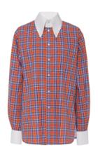 Moda Operandi Marc Jacobs Piqu-collar Plaid Cotton Button-front Shirt Size: 2