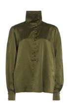 Moda Operandi Piece Of White Morgan Button Detailed Silk-blend Shirt