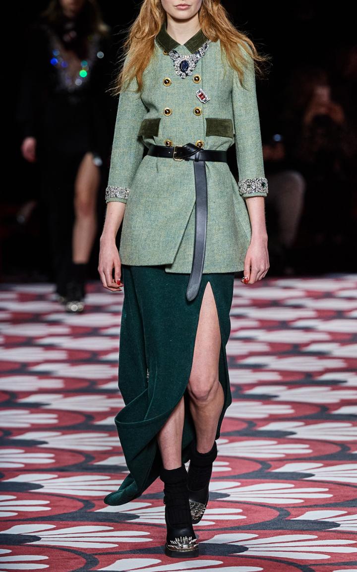 Moda Operandi Miu Miu Double-breasted Embellished Cuff Jacket