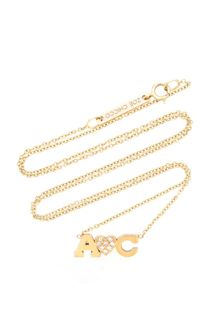 Moda Operandi Zoe Chicco 14k 2 Letter And Diamond Heart Necklace