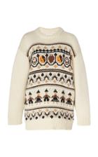 Ganni Intarsia Wool And Alpaca-blend Sweater Size: Xs